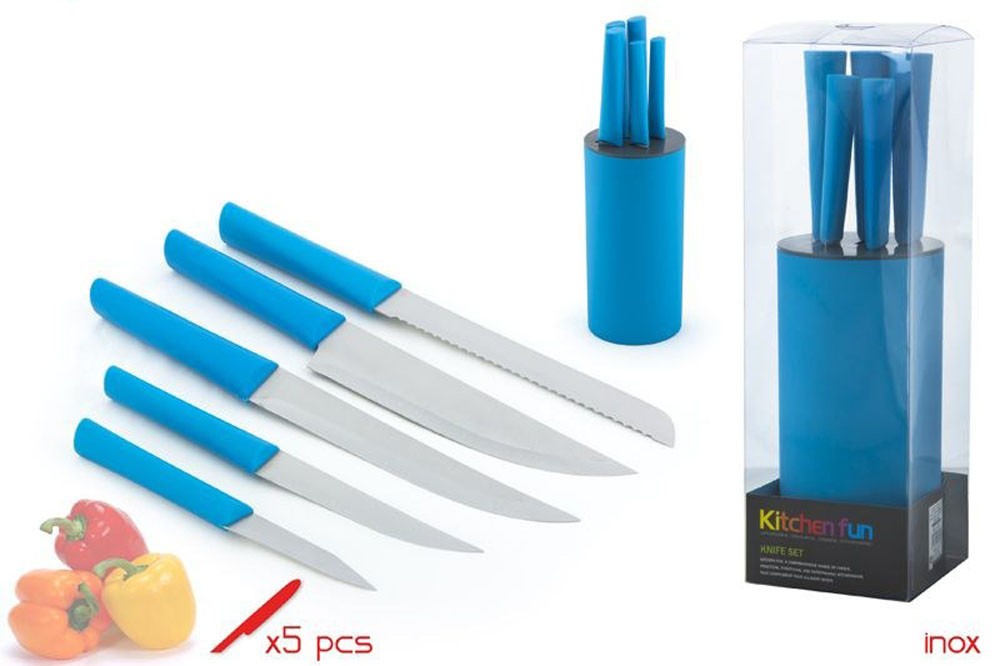 Set de 5 cuchillos con soporte - Color azul