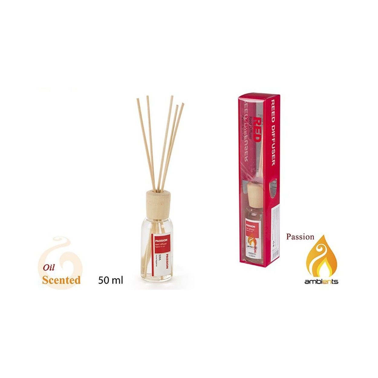 Difusor de aroma en bote de cristal - Modelo pasión (50 ml)