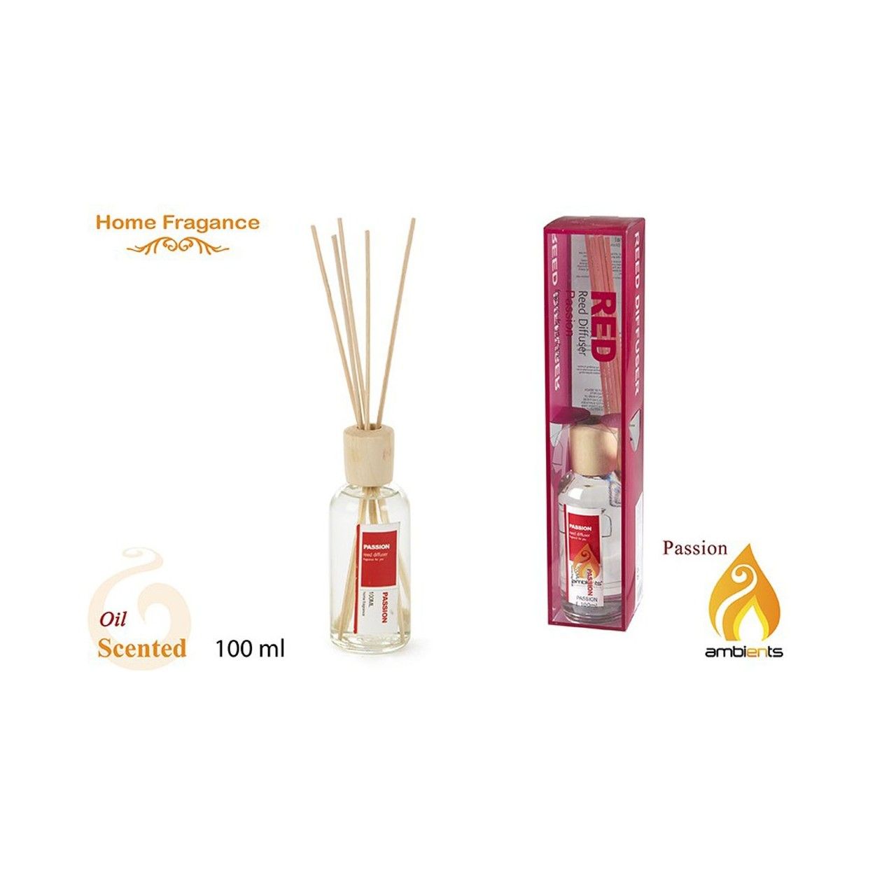 Difusor de aroma en bote de cristal - Modelo pasión (100 ml)