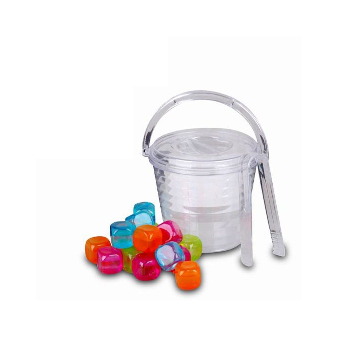 Cubo con Cubitos de Hielo Reutilizables + Pinzas