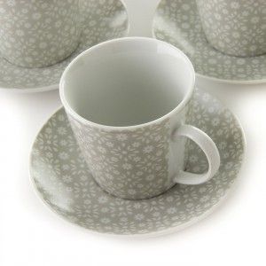 Set cuatro tazas y platos de té - Modelo flores 