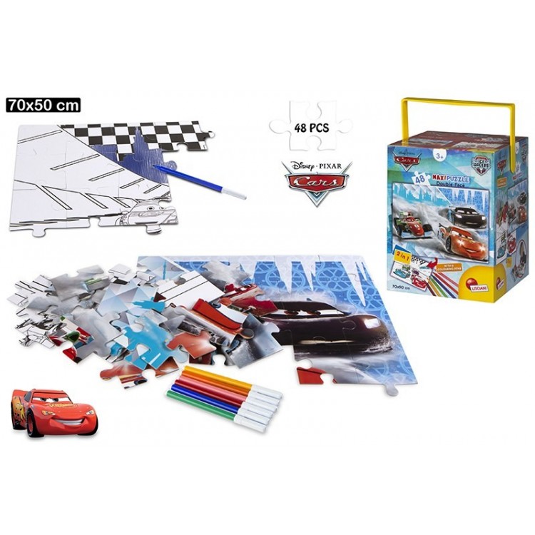 Puzzle de doble cara coloreable - "Cars" (70x50 cm). 48 piezas