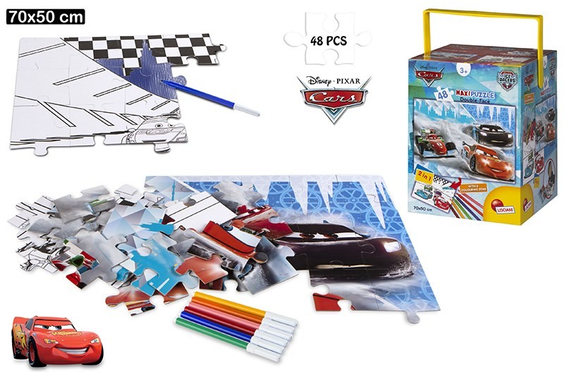 Puzzle de doble cara coloreable - "Cars" (70x50 cm). 48 piezas