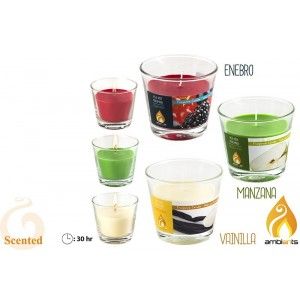 Vela perfumada en vaso de cristal (9x9x8 cm)