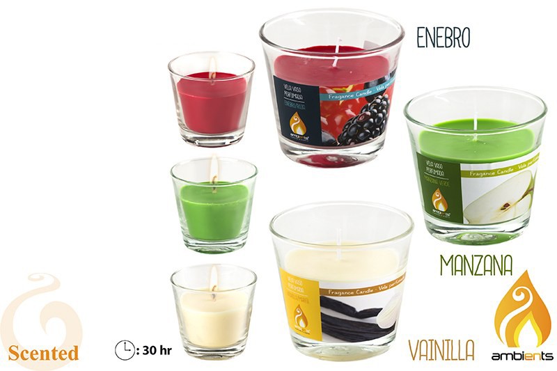 Vela perfumada en vaso de cristal (9x9x8 cm)