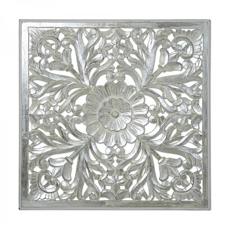 Retablo de Madera Calado Blanco - Plata (100x100 cm)