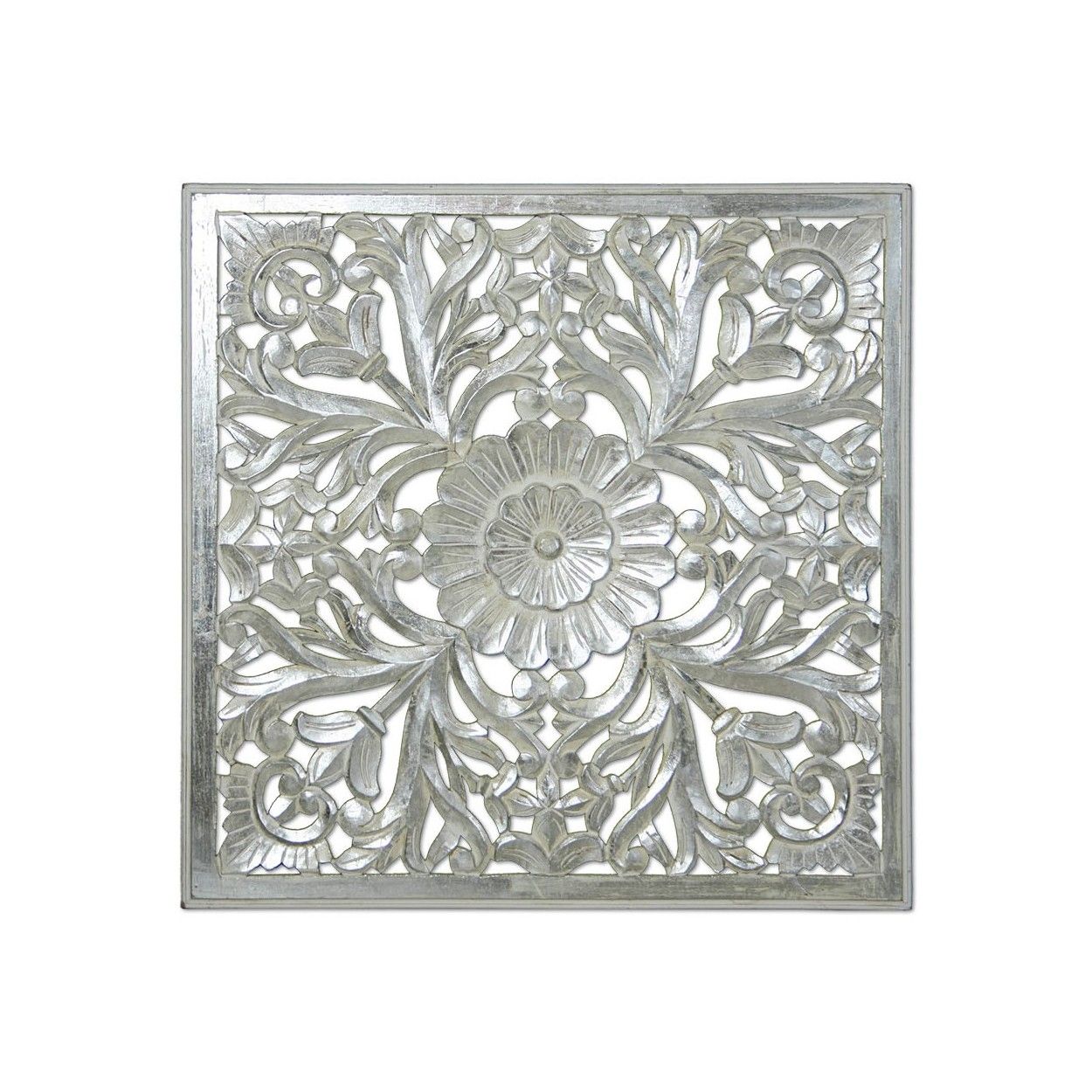 Retablo de Madera Calado Blanco - Plata (100x100 cm)