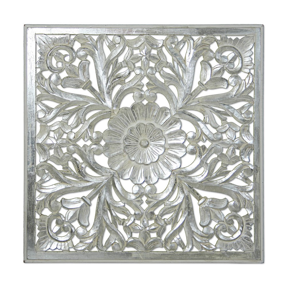 Retablo de Madera Calado Blanco - Plata (100x100 cm)