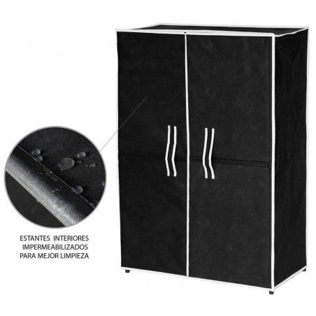Zapatero cinco estantes negro con puertas (61x32x90)