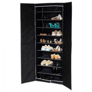 Zapatero cinco estantes negro con puertas (61x32x160)