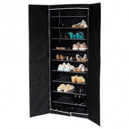 Zapatero cinco estantes negro con puertas (61x32x160)