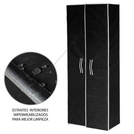 Zapatero cinco estantes negro con puertas (61x32x160)