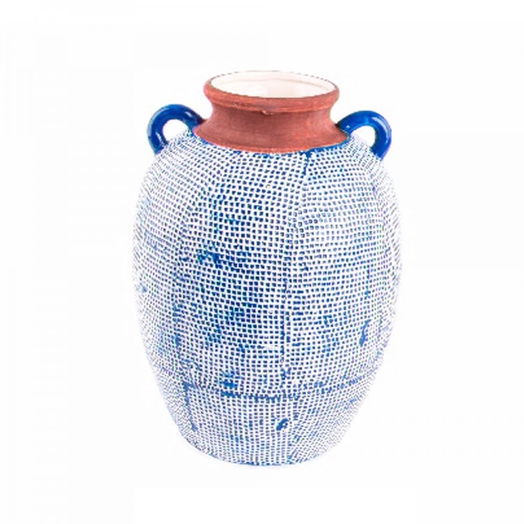 Jarrón de Cerámica Azul (21x21x32 cm)