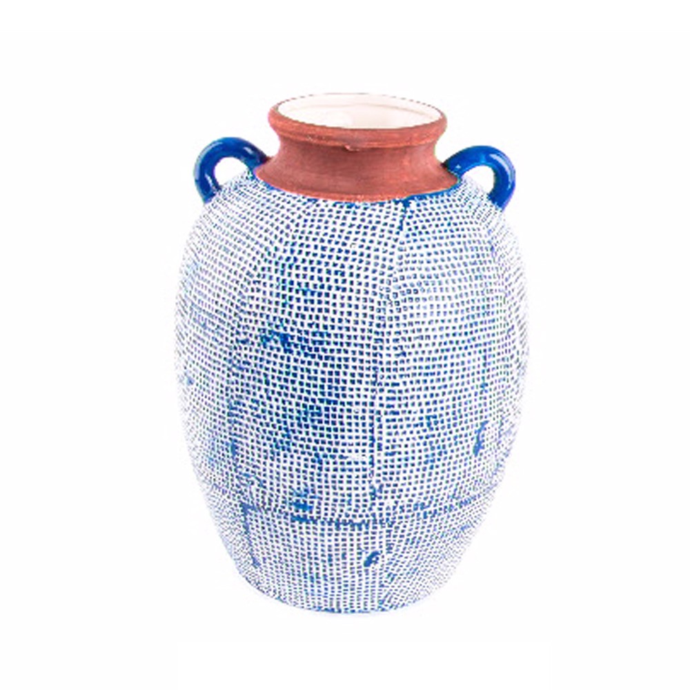 Jarrón de Cerámica Azul (21x21x32 cm)