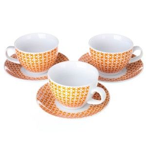 Set seis tazas y platos de porcelana - Modelo "Dame"