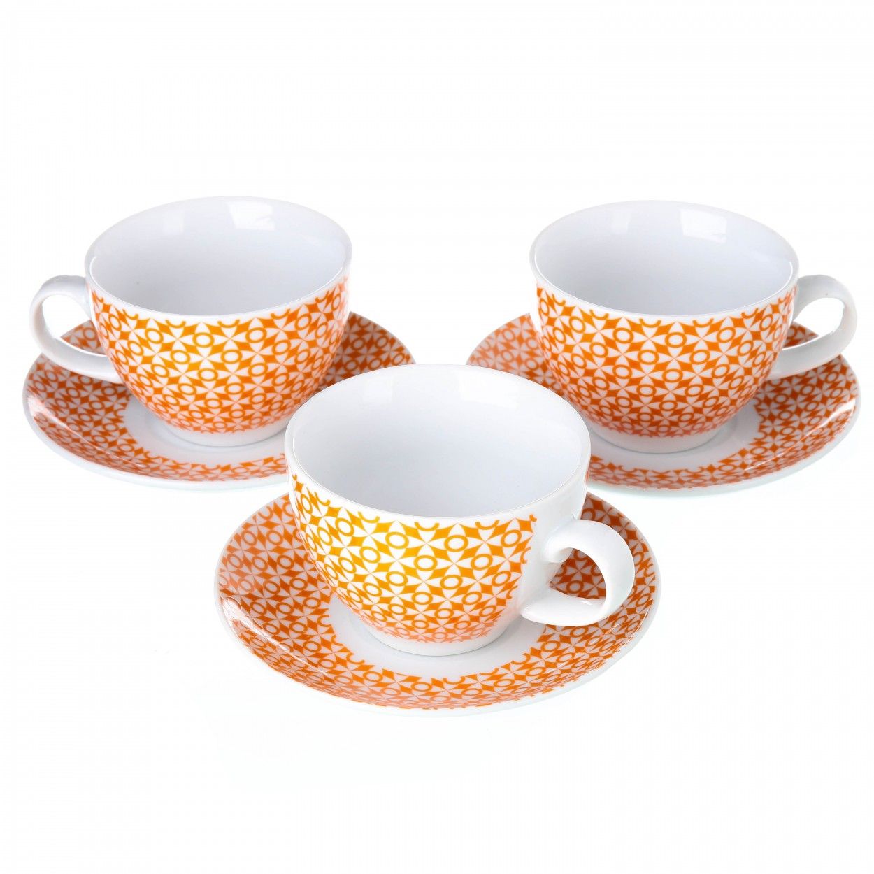Set seis tazas y platos de porcelana - Modelo "Dame"