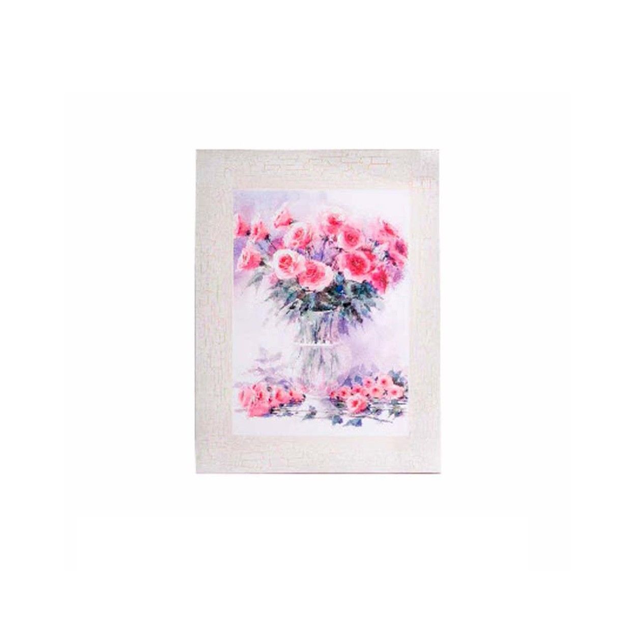CUADRO LIENZO DECORATIVO PINTADO JARRÓN FLORES 40X50X3CM