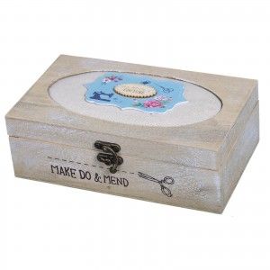 Boîte à couture rectangulaire en bois paulonia avec un couvercle (23,50x15x7,50)