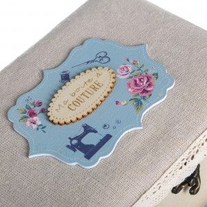Sewing box, rectangular wooden paulonia with lid (20x16x8,50)
