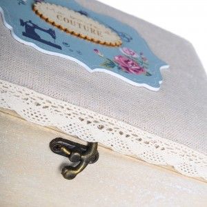 Sewing box, rectangular wooden paulonia with lid (20x16x8,50)