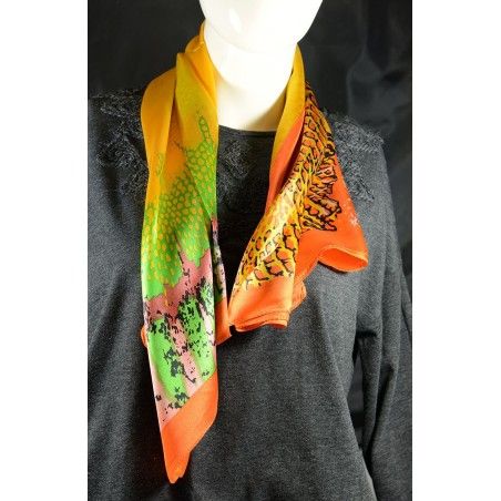 SILK HANDKERCHIEF 100% NATURAL DESIGN VIWIN & SILK, 85X85 CM, NEW 2016