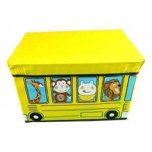 Puff - petto pieghevole bambino - Modello di autobus giallo (40x25x25 cm)