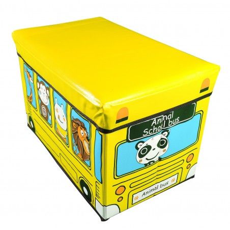 Puff - petto pieghevole bambino - Modello di autobus giallo (40x25x25 cm)