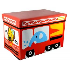Puff-petto pieghevole bambino - Modello red bus (48x31x31 cm)