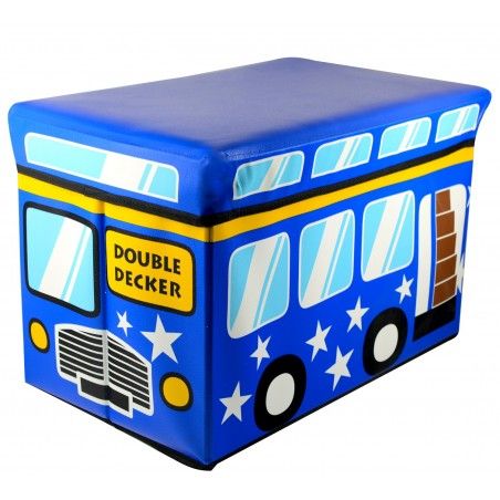 Puff-petto pieghevole bambino - Modello blu bus (48x31x31 cm)
