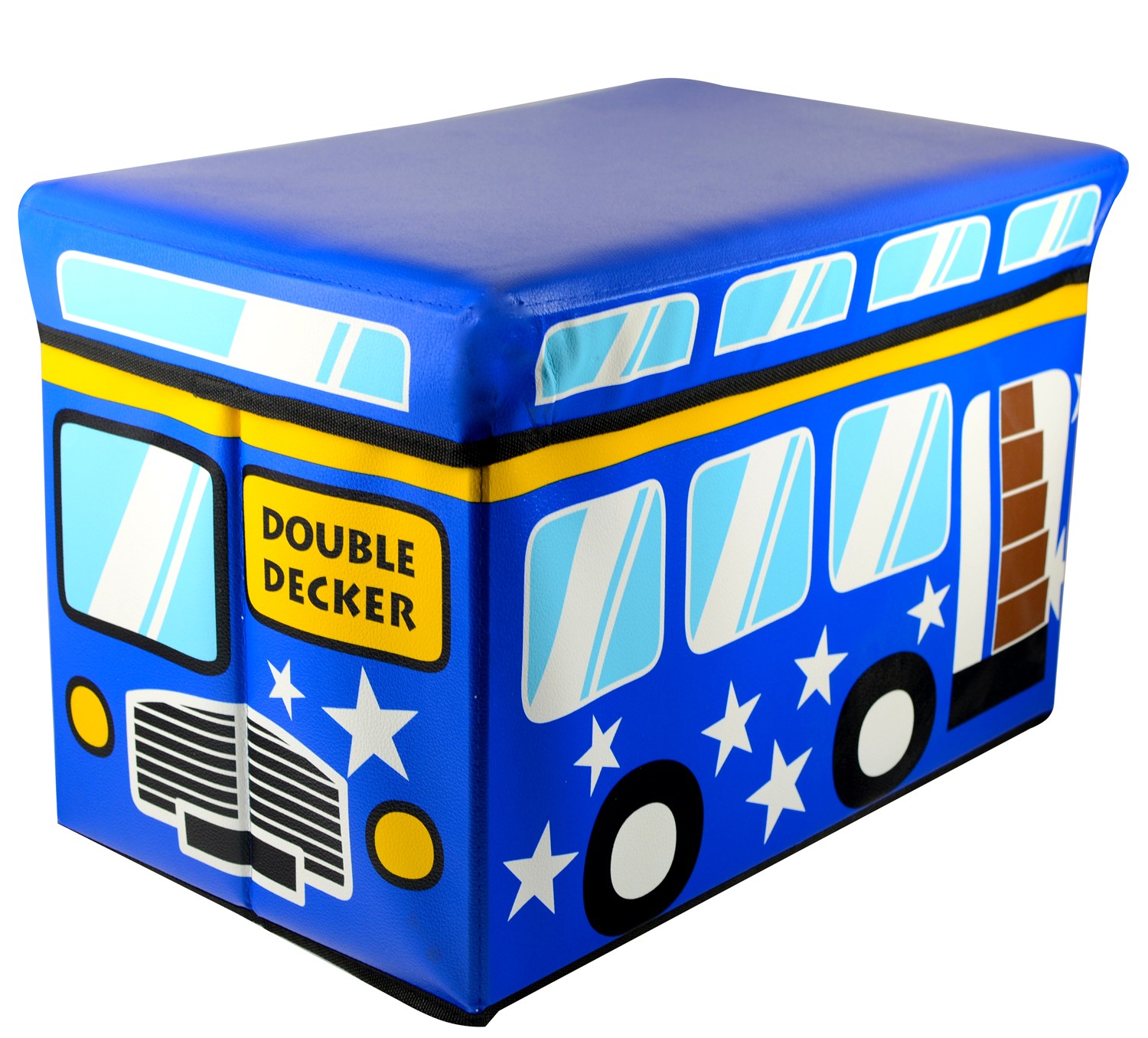 Puff-petto pieghevole bambino - Modello blu bus (48x31x31 cm)