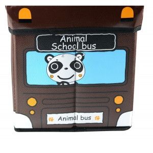 Puff-arcón plegable infantil - Modelo autobús marrón (40x25x25 cm)