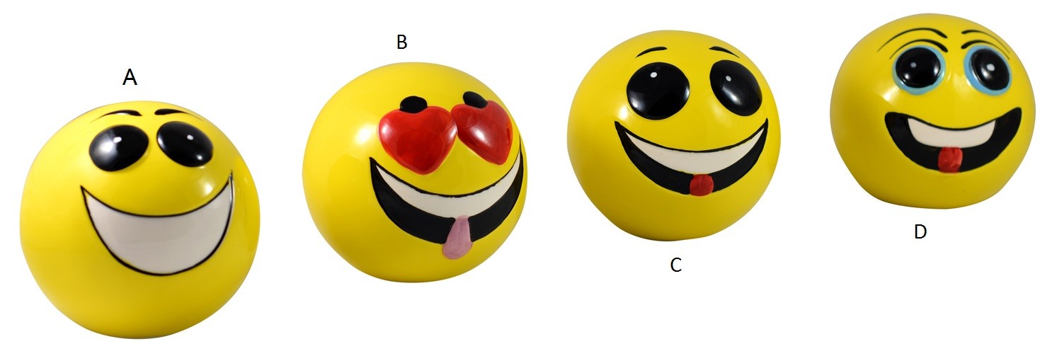 Hucha de cerámica - modelo cara divertida  (10 cm diámetro)