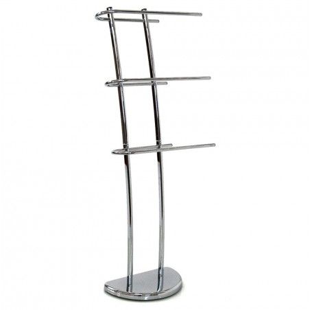 Towel rail with three arms in chrome-plated iron (39x18x105 cm)