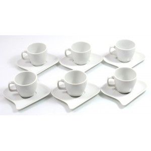 Set of 6 cups and 6 dishes 80cc Ceramic