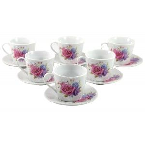 Set de 6 tazas y 6 platos de Café 100 ml Porcelana
