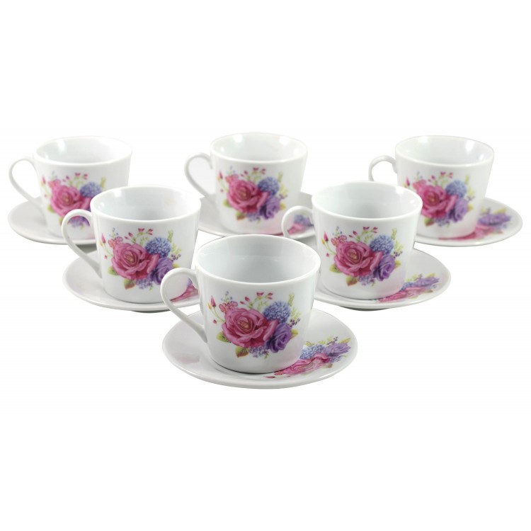 Set de 6 tazas y 6 platos de Café 100 ml Porcelana