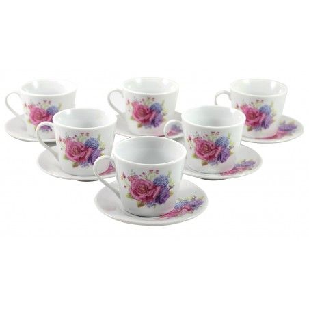 Set de 6 tazas y 6 platos de Café 100 ml Porcelana