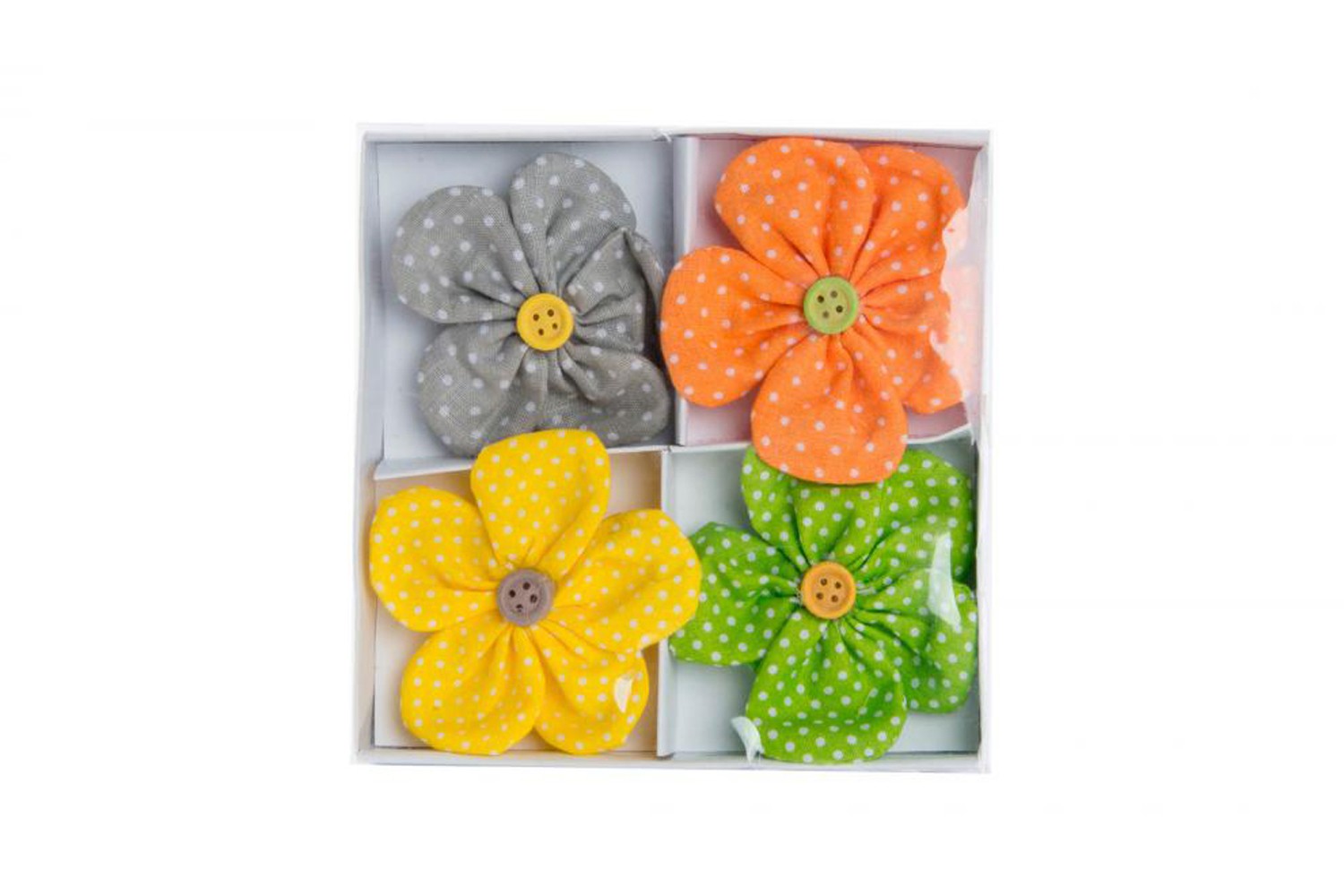 Artigli di legno e stoffa - Modello di fiore (6 cm). Set 4 pinzette