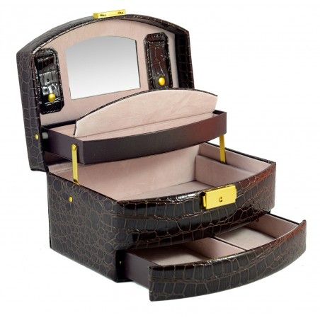 Contenitore di monili con cassetti marrone cioccolato (22X15,5X14 CM)