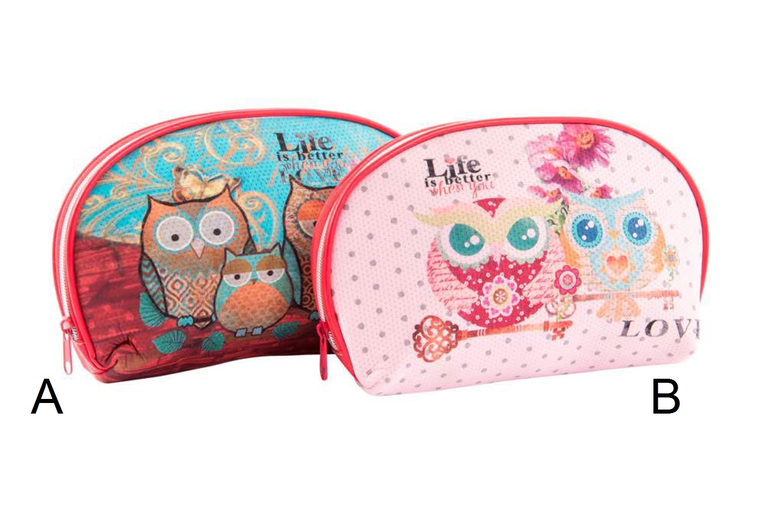 Washbag PVC - Model owls (26x16x6.5 cm)