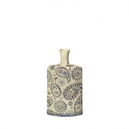 Vaso Ameba Ceramica (17x7 lega.50x30.50 cm), Blu e Crema