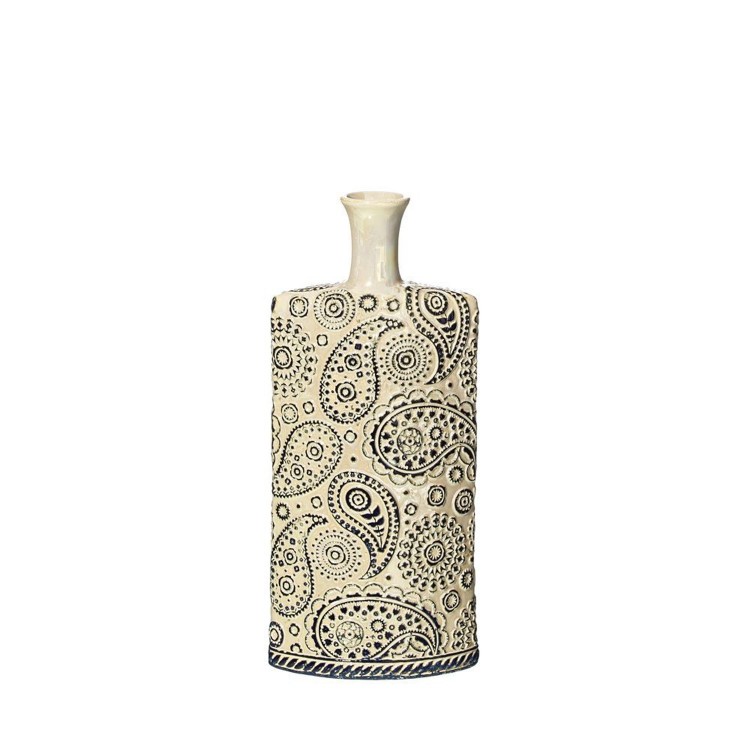 Vaso Ameba Ceramica (17.5x8x38 cm) Blu e Panna