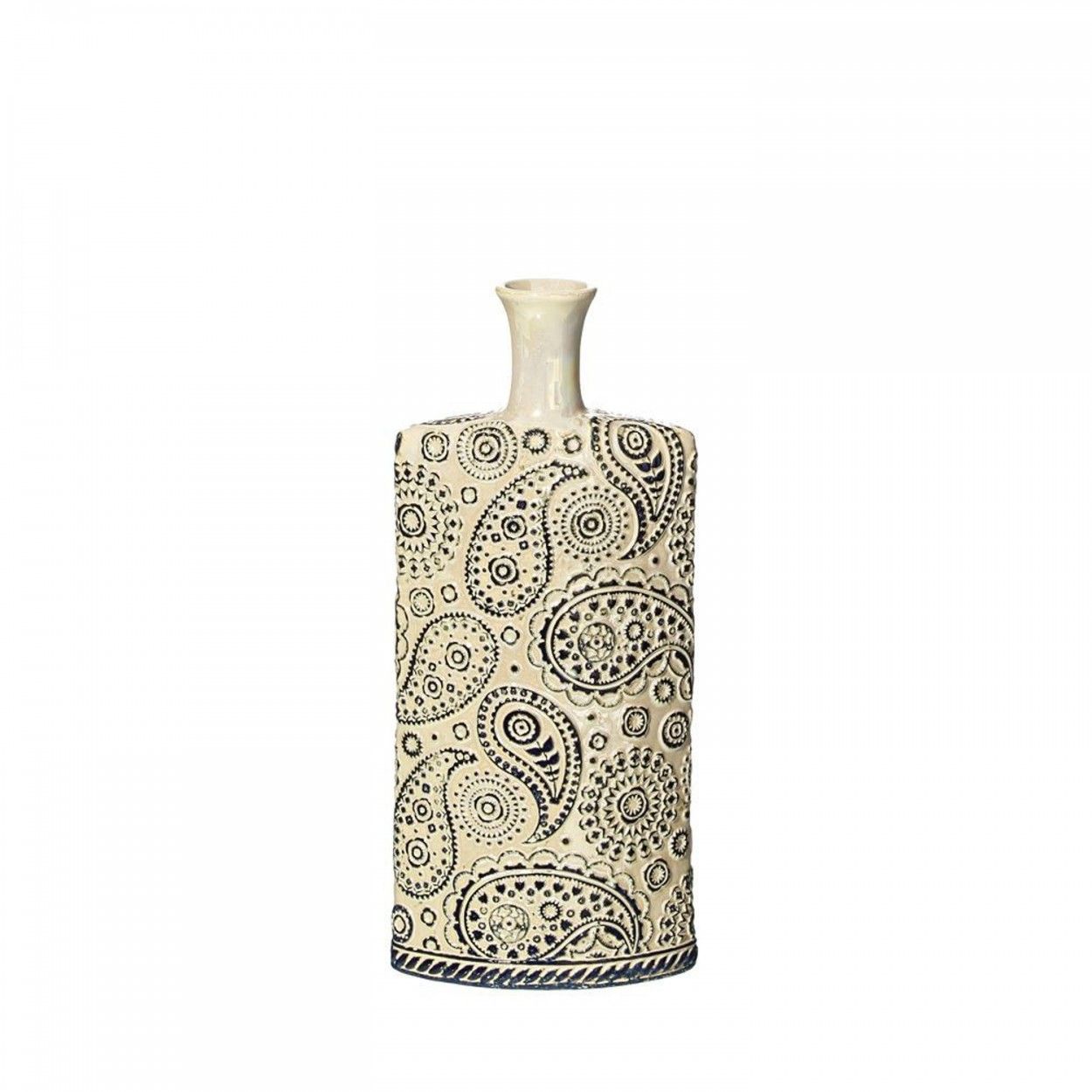 Vase Amoeba Ceramic (17.5x8x38 cm) Blue and Cream