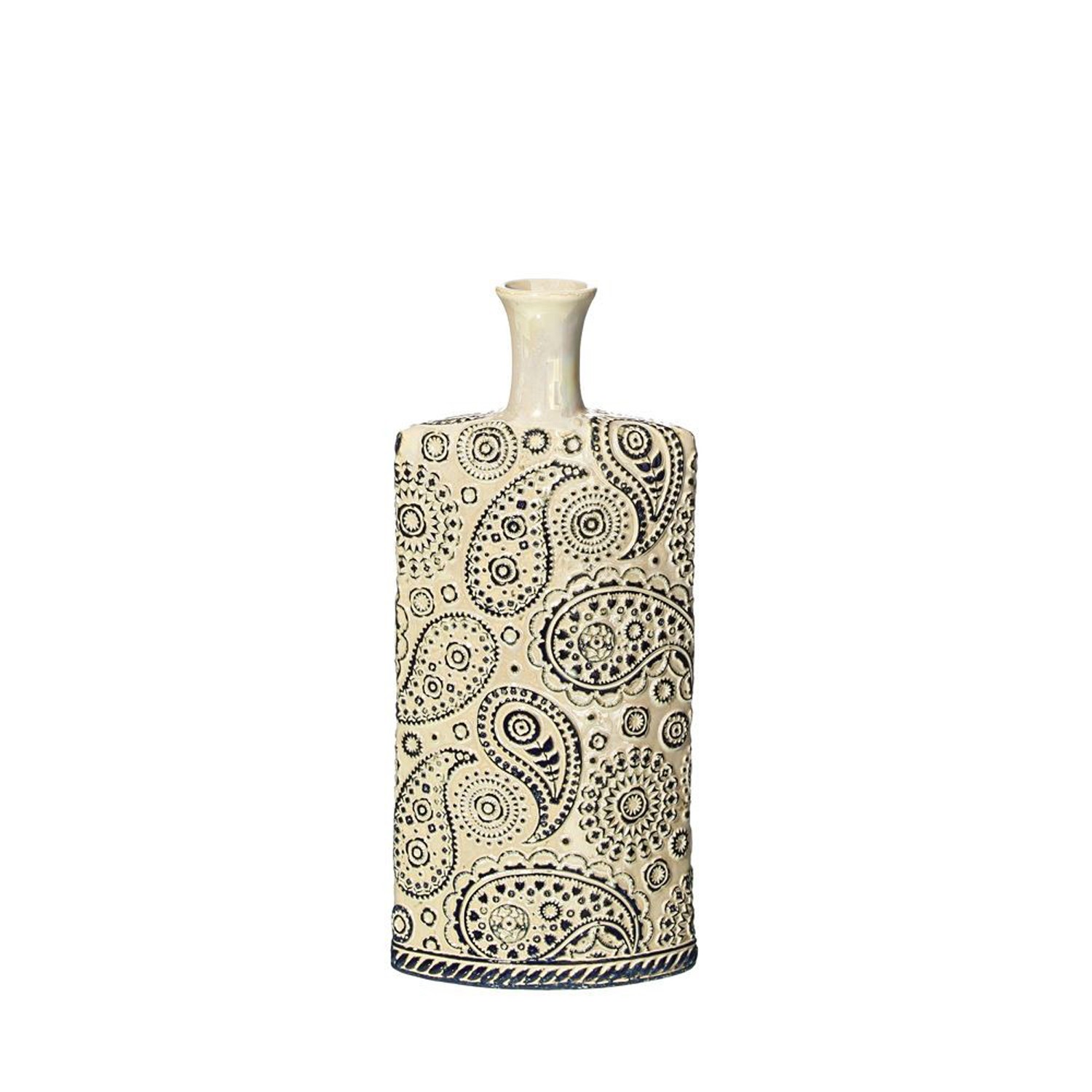 Vaso Ameba Ceramica (17.5x8x38 cm) Blu e Panna
