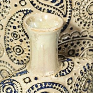 Vaso Ameba Ceramica (17.5x8x38 cm) Blu e Panna