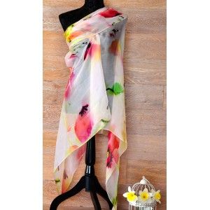 SILK HANDKERCHIEF 100% NATURAL DESIGN VIWIN & SILK, 175X100 CM, NEW 2016
