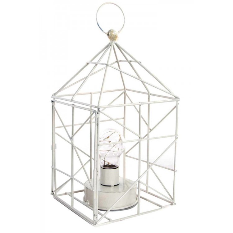 Lampada con Led in Metallo (14x14x26 cm) Bianco Scandinavo