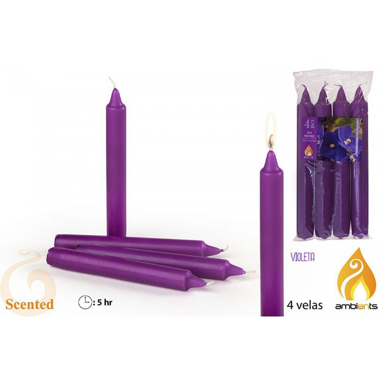 Pack di 4 candele profumate - Viola