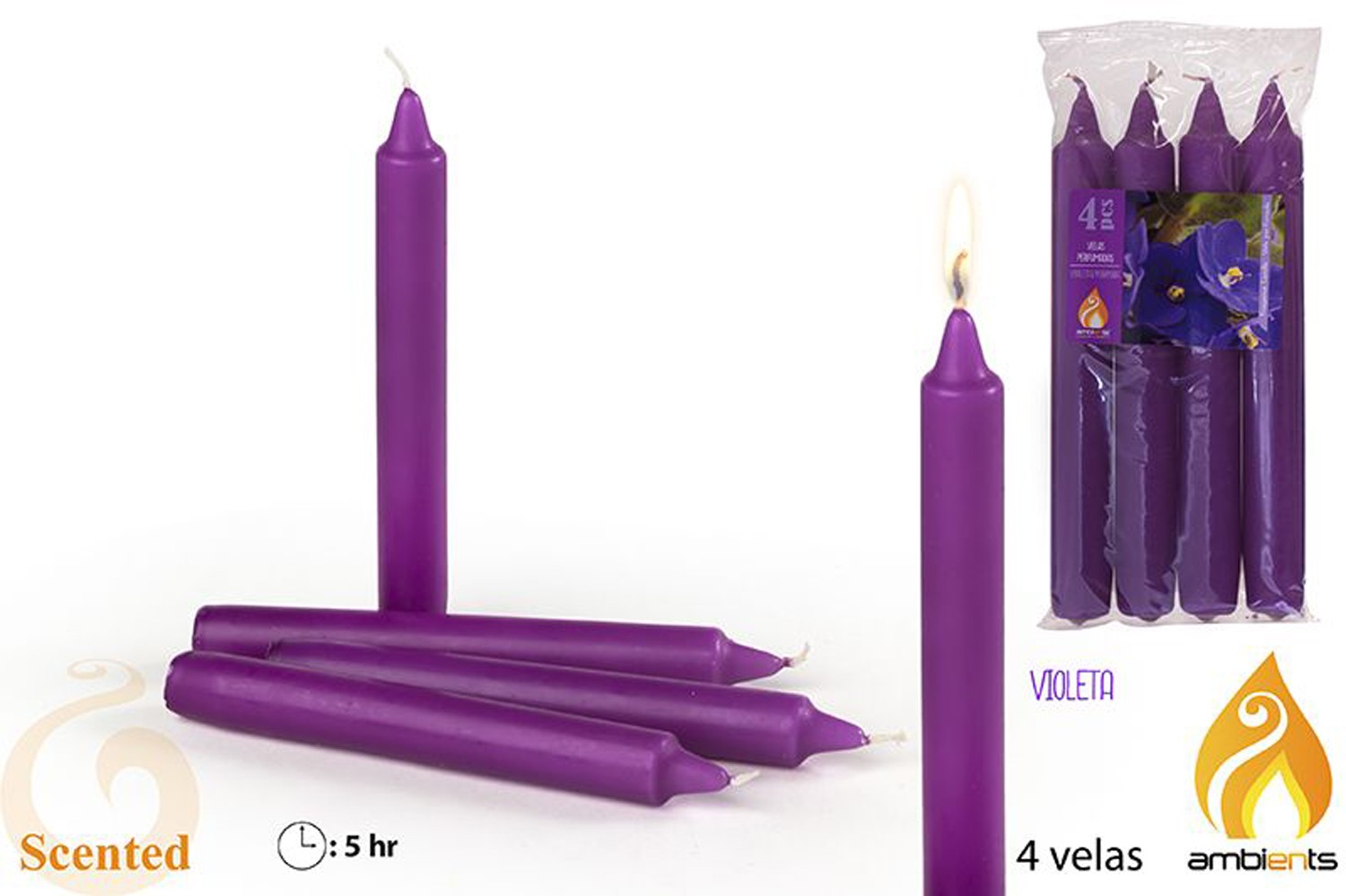 Pack di 4 candele profumate - Viola