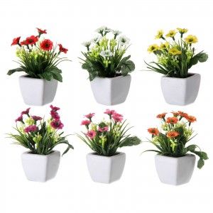 Plant articifial with potted daisies (5x5x12.5)